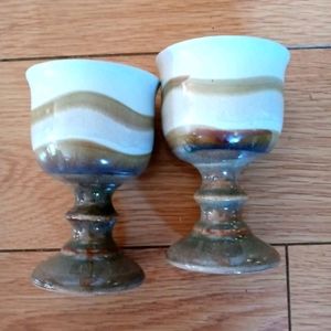 Glazed Pottery Goblets Set of 2